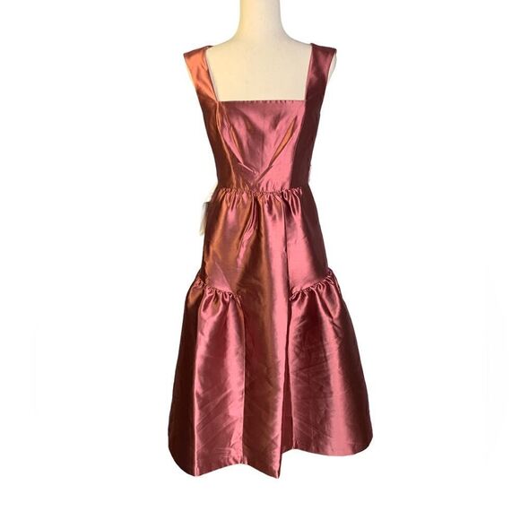 Kay Unger Lydia Satin Fit and Flare Dress in Rose- Size 2 - Picture 4 of 9